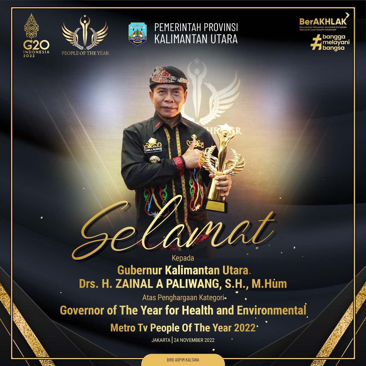 Gubernur Zainal Dapat Penghargaan People of The Year 2022