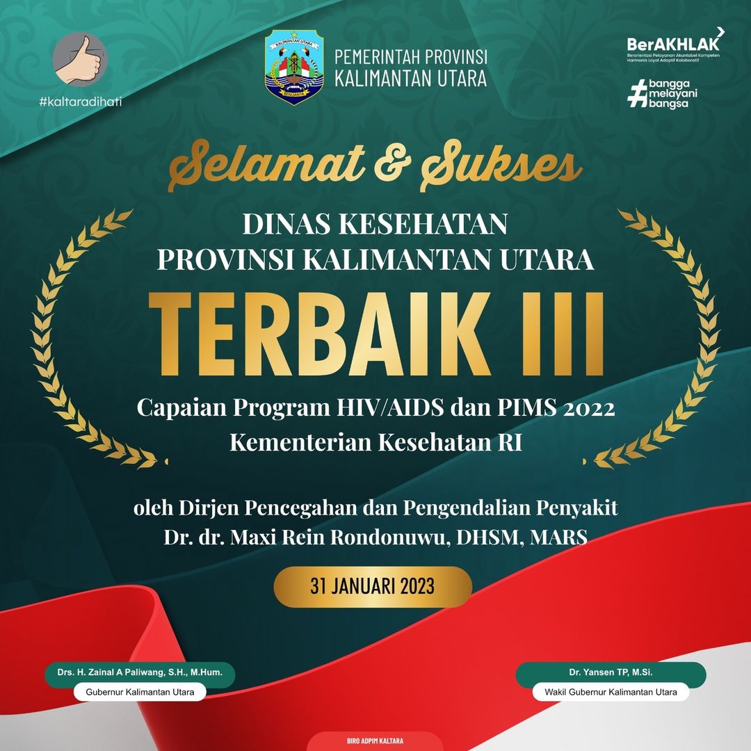 Dinkes Kaltara Terbaik III Capaian Program HIV/AIDS dan PIMS 2022