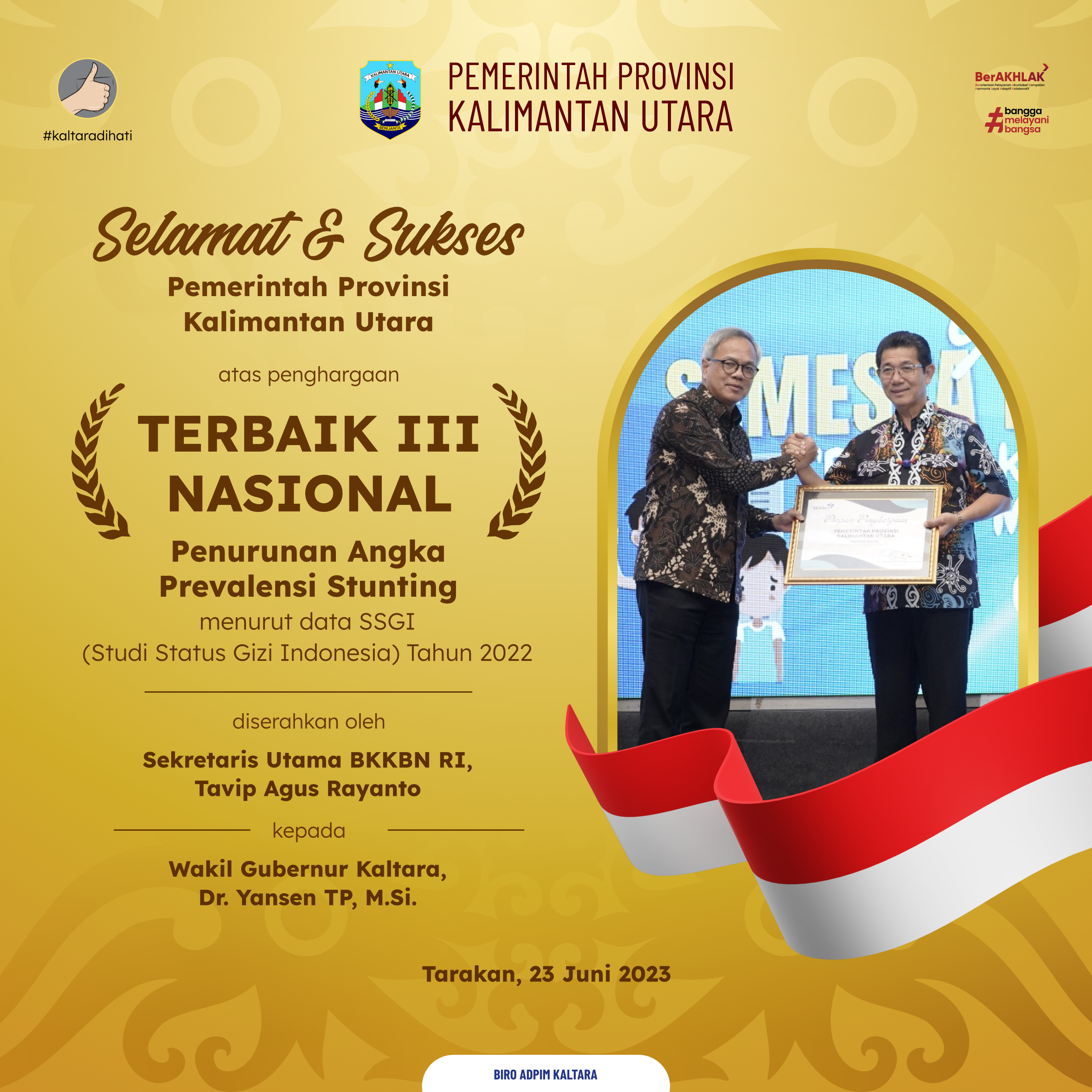 Penghargaan Penurunan Angka Prevalensi Stunting